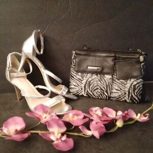Nine West Silver Ankle Strap  Sandals